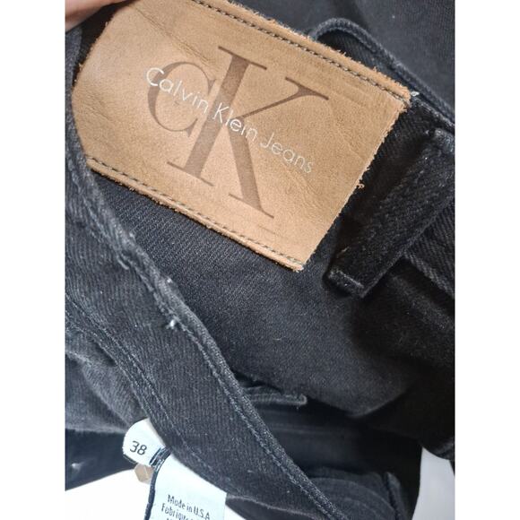 VTG Calvin Klein Men's Denim Black Jeans Leather Tab 38x30 Made in USA - Picture 5 of 6